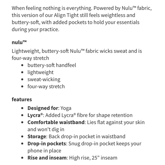 Lululemon Align High Rise Pant with Pockets 25" black size 8 - Picture 6 of 16